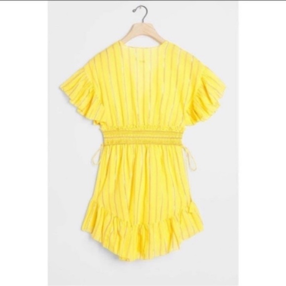 NWT Anthropologie Saylor Boho Yellow Stripe Mini Dress Size XS - Picture 10 of 11